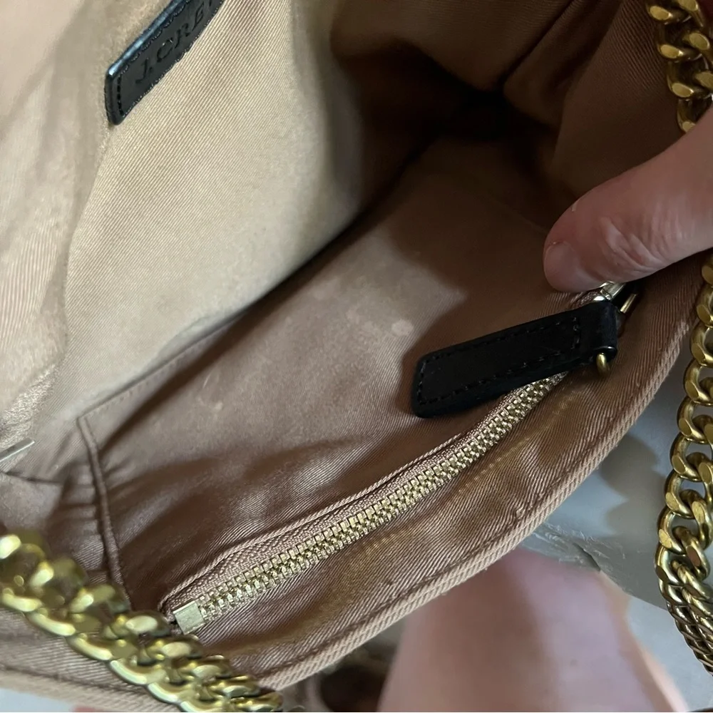 J CREW 100% Leather Shoulder Bag with Flap and Gold Chain Strap - Picture 5 of 10